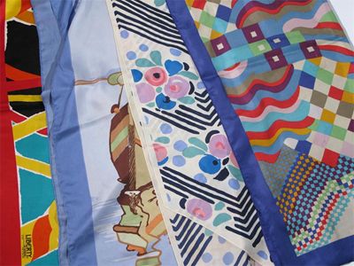 Appraisal: Four Liberty Co printed silk scarves including Bauhaus designed by