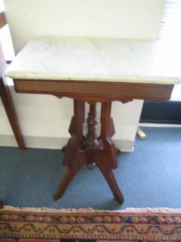 Appraisal: Victorian Eastlake Marble Top Table walnut