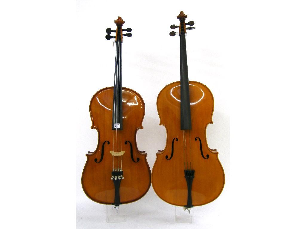 Appraisal: Two contemporary three-quarter size student grade violoncellos