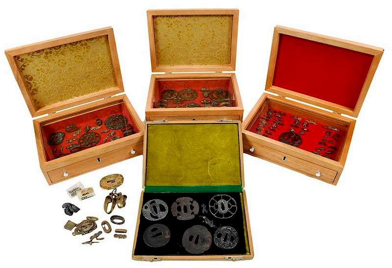 Appraisal: Assorted Japanese Sword Fittings th century and earlier four cases