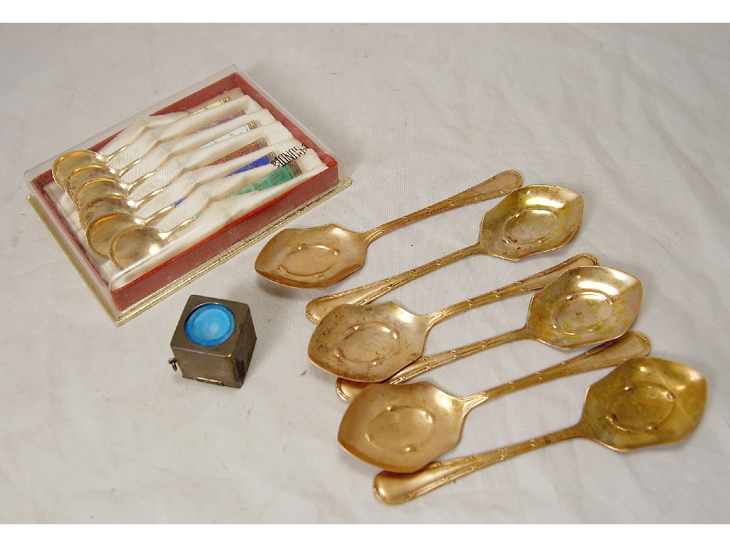 Appraisal: Set of Norwegian enamel silver-gilt coffee spoons stamped sterling in