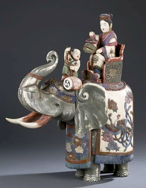 Appraisal: Japanese pieced ivory elephant A Ppieced ivory elephant with polychrome