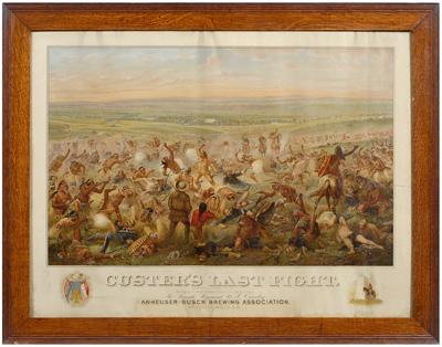 Appraisal: Custer chromolithograph quot Custer s Last Fight quot edition after