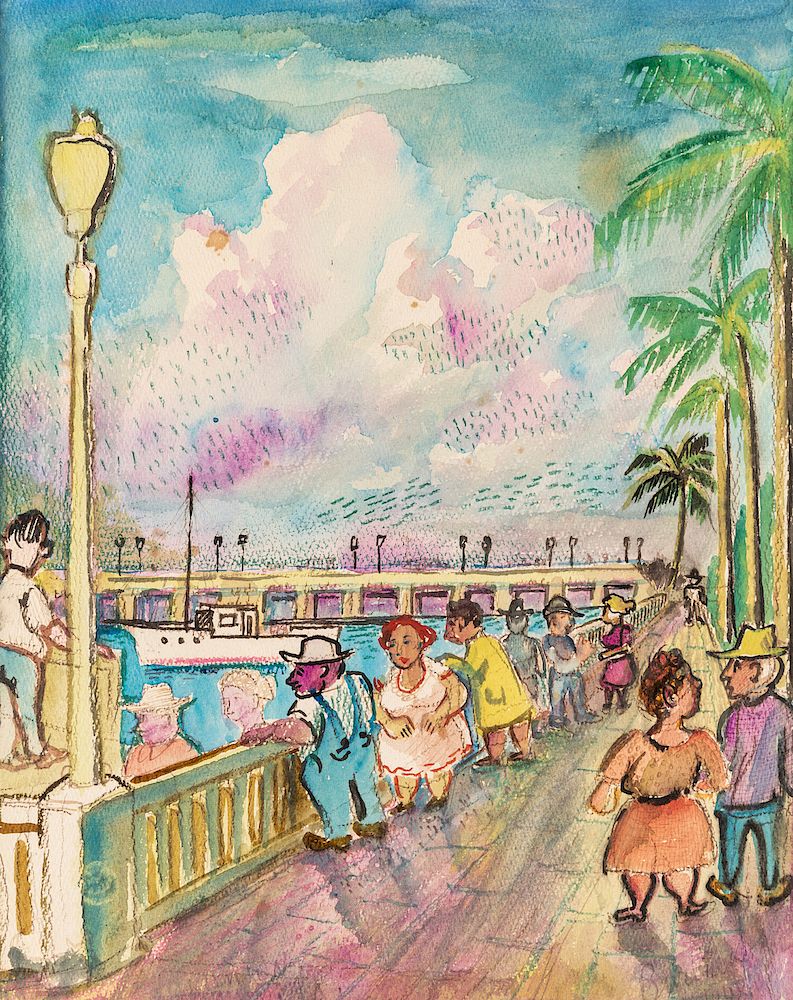 Appraisal: DAVID BURLIUK RUSSIAN - DAVID BURLIUK RUSSIAN - Boardwalk in