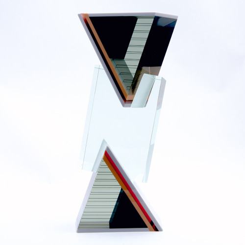 Appraisal: WILLIAM CARLSON Laminated and clear glass three-piece sculpture Provenance Heller