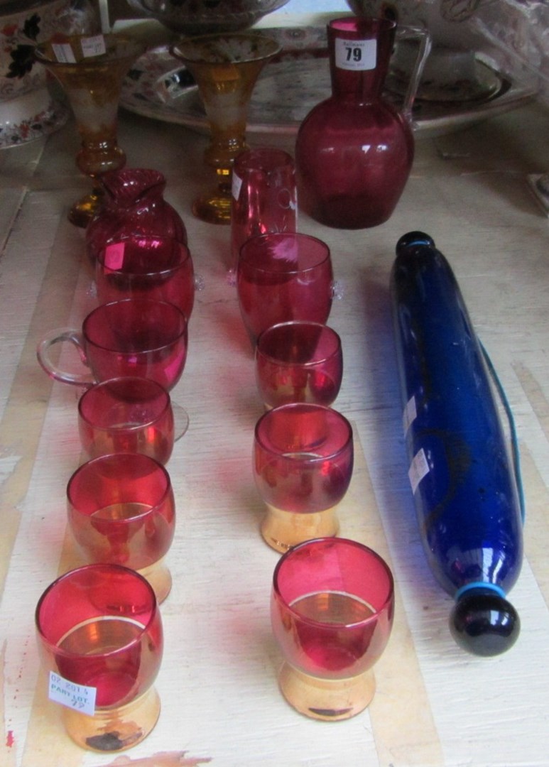 Appraisal: A quantity of glasswares including a pair of amber etched