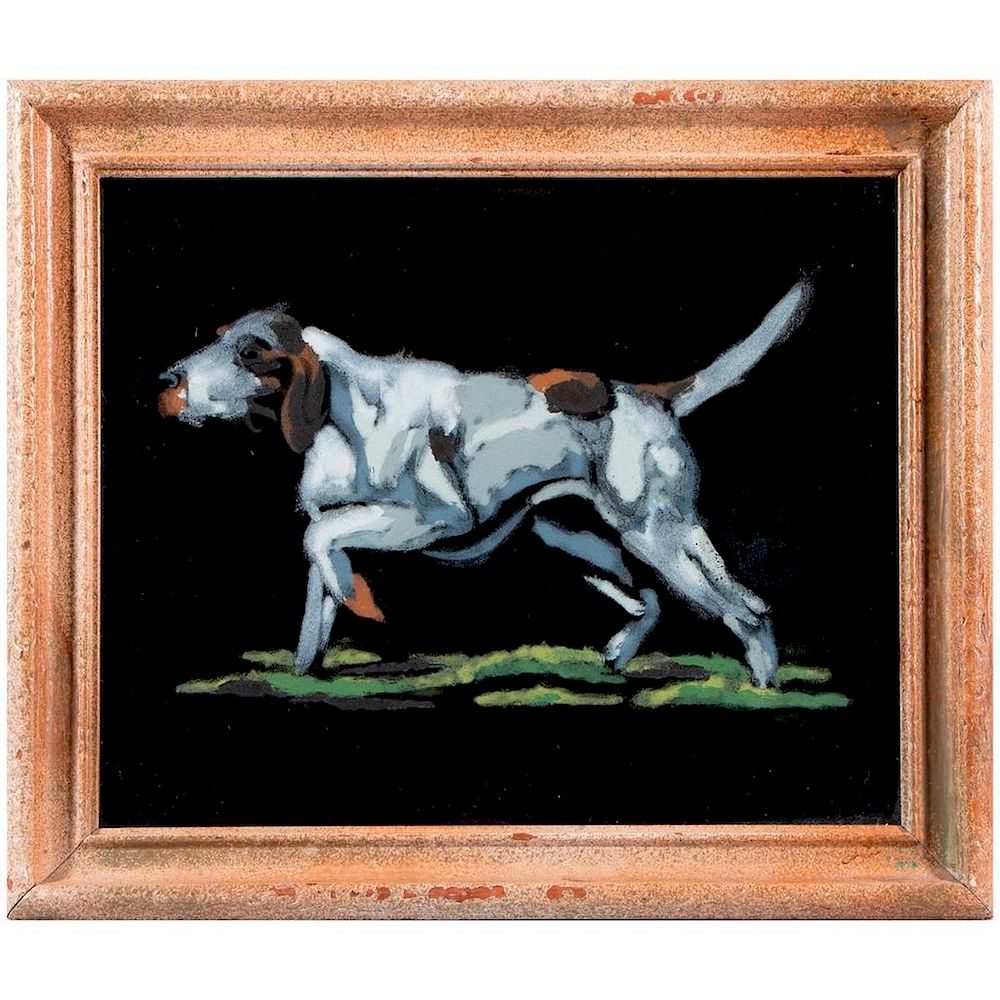 Appraisal: A th century oil on felt painting of a pointer