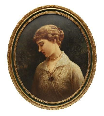 Appraisal: Framed oil on pine panel painting Portrait of a Woman