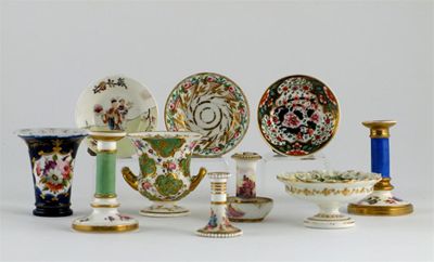 Appraisal: A collection of English porcelain miniature wares painted and gilded