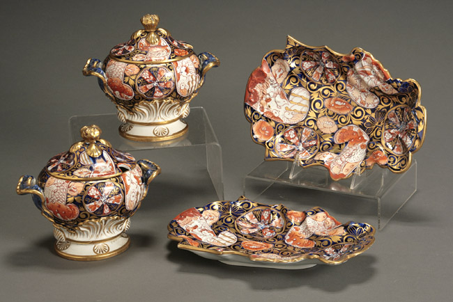 Appraisal: Pair of Mason's Ironstone 'Imari' Leaf-Form Dishes and Pair of