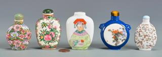 Appraisal: Chinese Porcelain Snuff Bottles Group of Chinese porcelain enameled snuff