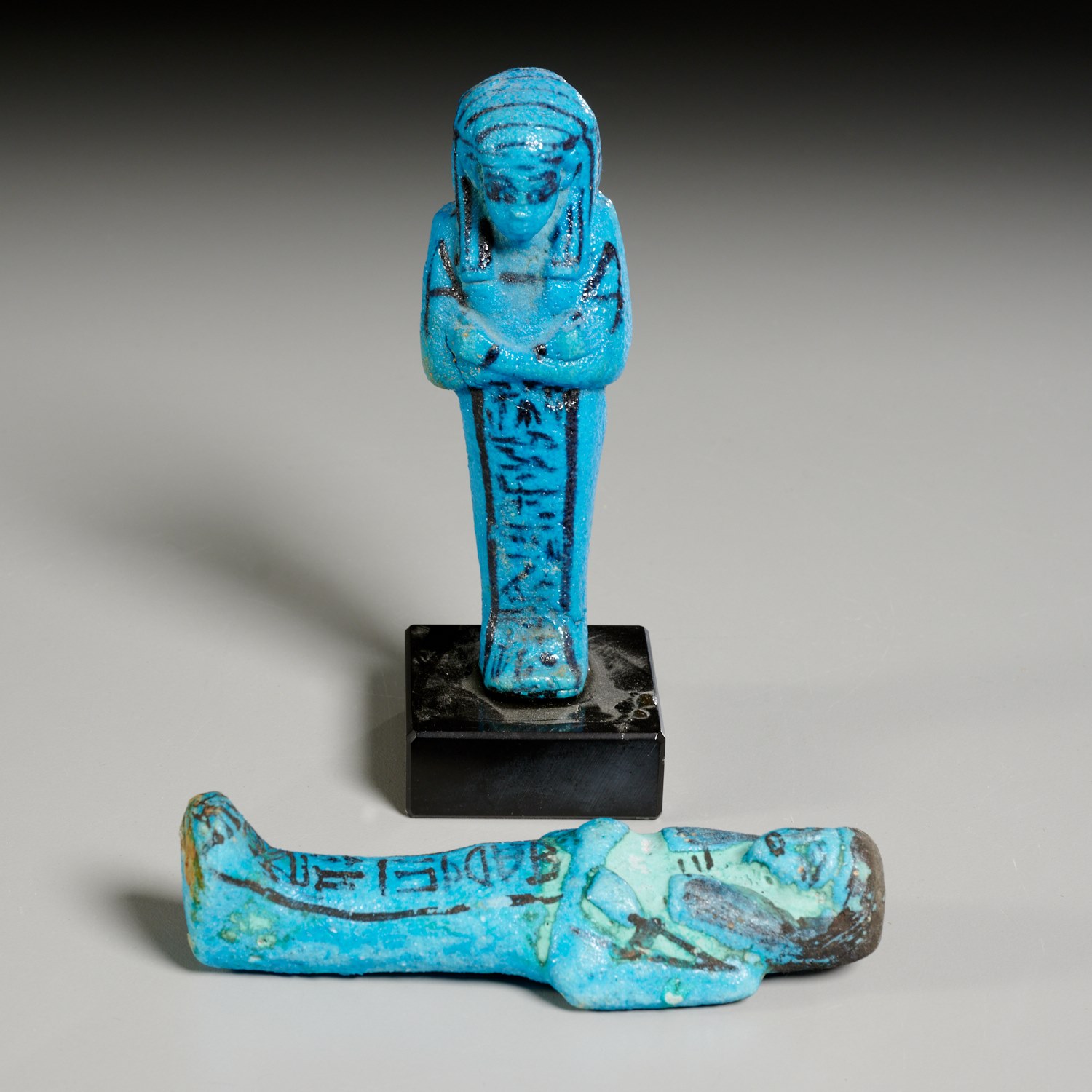 Appraisal: ANCIENT EGYPTIAN BRIGHT BLUE FAIENCE USHABTI Possibly rd Intermediate Period