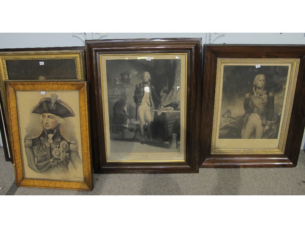 Appraisal: Lot comprising two engravings and a lithograph of Horatio Nelson