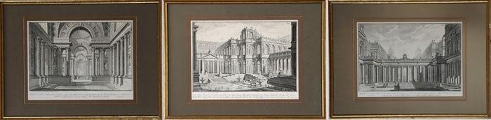 Appraisal: After Giovanni Battista Piranesi Three Architectural Views Engravings matted and