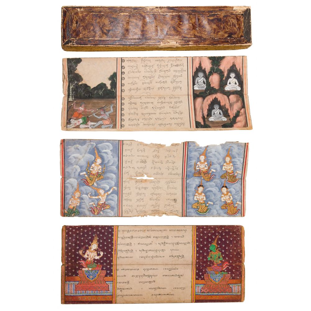 Appraisal: SOUTHEAST ASIAN TAI ILLUMINATED MANUSCRIPT BOOKTai language family unidentified script