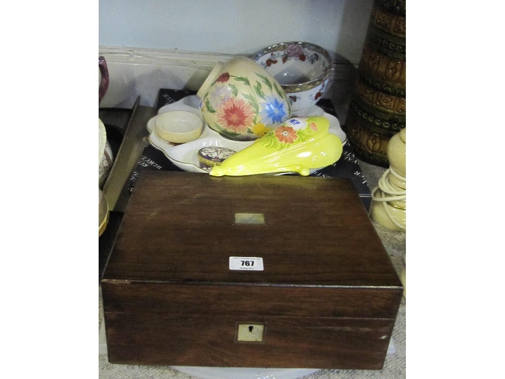 Appraisal: Mahogany sewing box and various ceramics