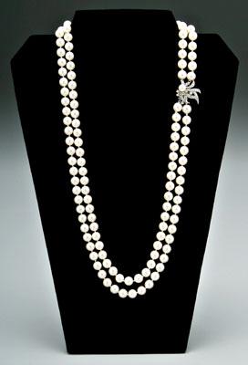 Appraisal: Diamond and pearl necklace round cultured pearls to mm very