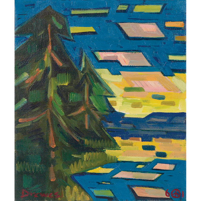 Appraisal: Werner Drewes German American - Mountain Lake c oil linen