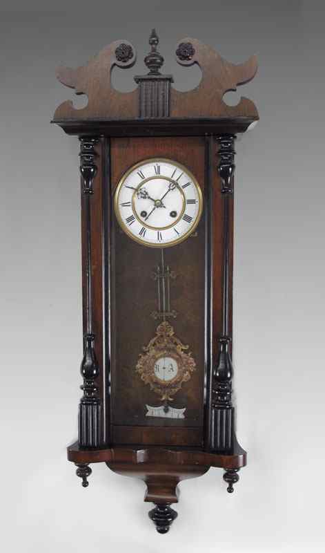 Appraisal: EUROPEAN REGULATOR WALL CLOCK Most likely German walnut case with