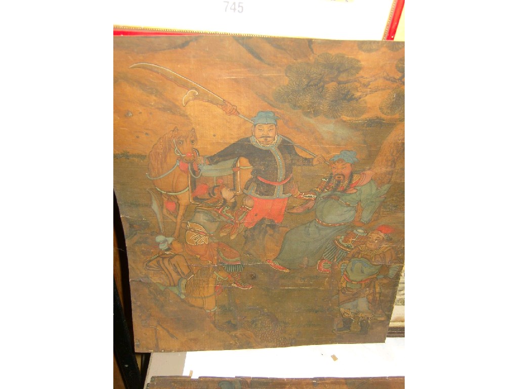 Appraisal: A set of th century Oriental watercolours of battle scenes