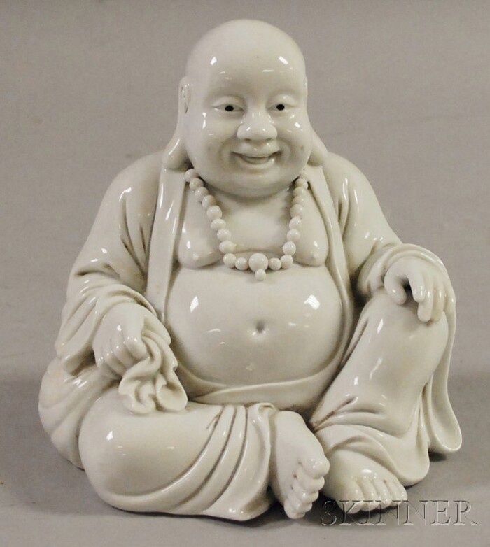 Appraisal: Blanc-de-chine Buddha China molded as the seated figure of Mile