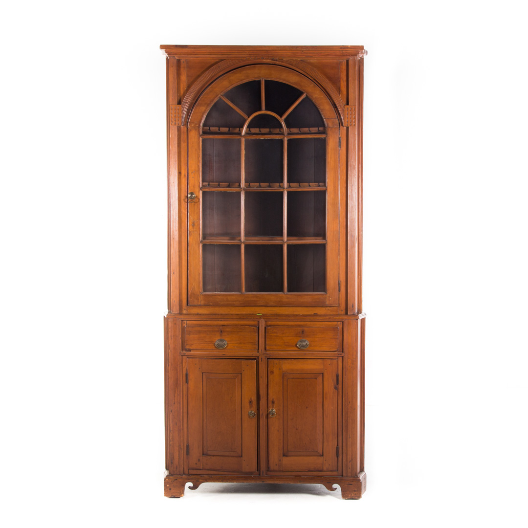 Appraisal: Federal pine corner cupboard Mid-Atlantic states early th century flat