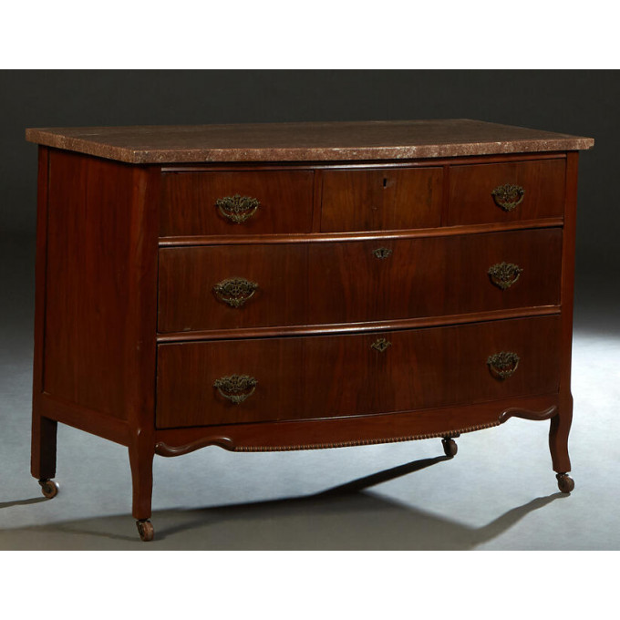 Appraisal: American Carved Walnut Marble Top Chest late th c the