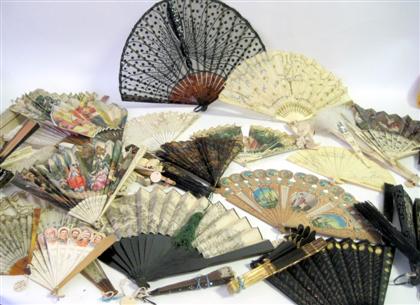 Appraisal: Large group of Continental painted silk embroidered and decorated fans