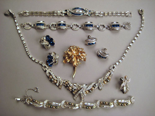 Appraisal: Marcel Boucher sterling and rhinestone bracelet and earring set together