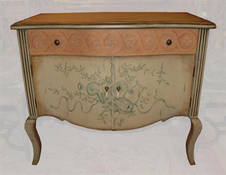 Appraisal: Transitional Louis XV XVI Style Painted Serpentine Front Two-Door Cabinet