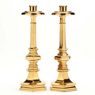 Appraisal: Pair of Ecclesiastical Brass Candlesticks by Gorham with Gorham Co