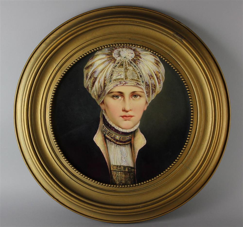 Appraisal: GERMAN CERAMIC PLATE DEPICTING A WOMAN IN A TURBAN early