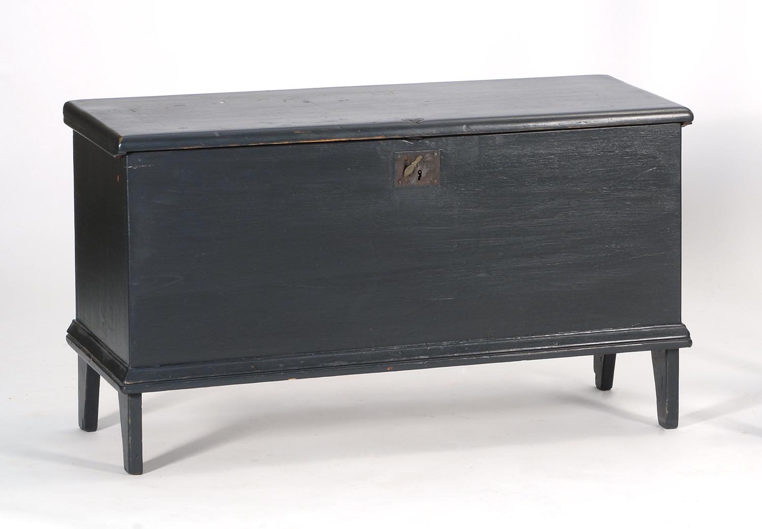 Appraisal: TH CENTURY LIFT-TOP BLANKET CHEST in pine Simple block feet