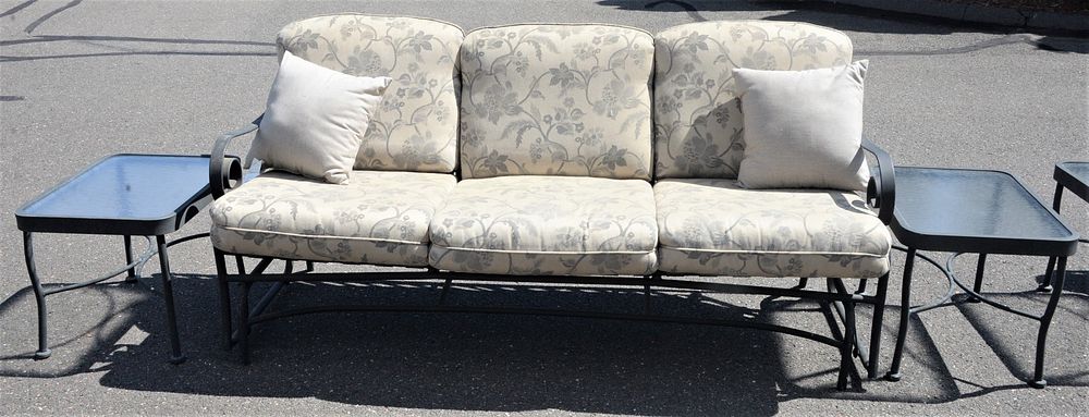 Appraisal: Three Piece Outdoor Lot to include three cushion sofa glider