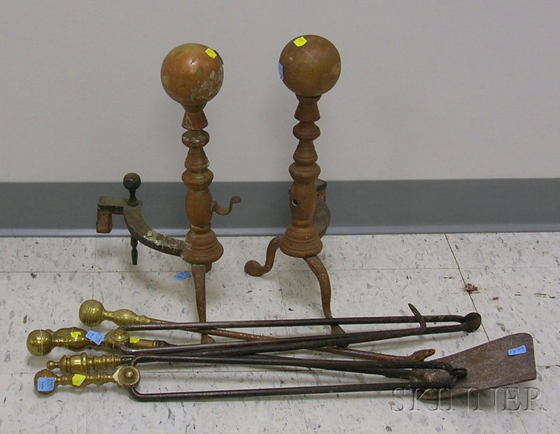 Appraisal: Assorted Group of Fireplace Equipment including five tools a pierced