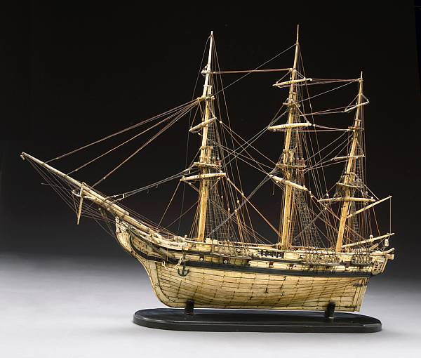 Appraisal: A bone model of a thirty-four gun war ship th