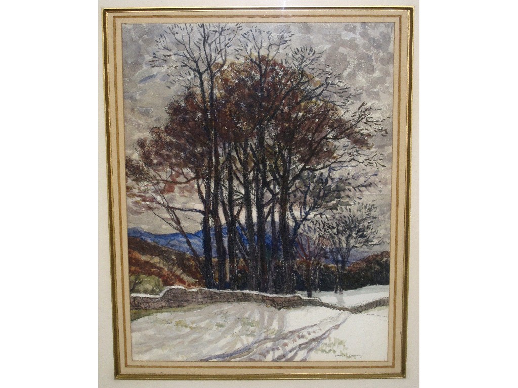 Appraisal: JAMES W FERGUSON Wash over chalk 'Trees in Winter' signed