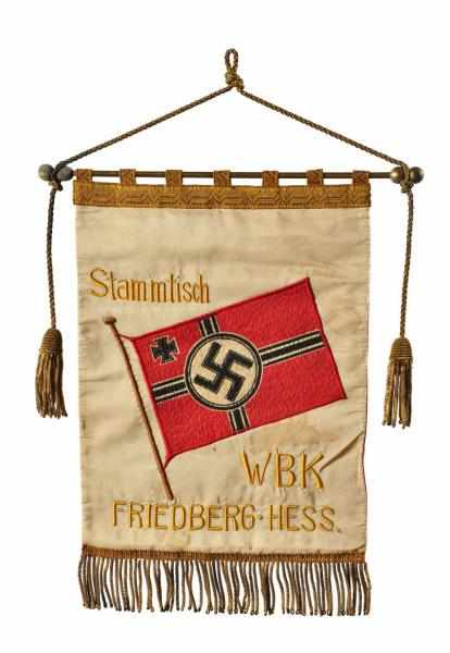 Appraisal: Stammtisch Friedberg-Hess German Nazi Flag Flag reads Stammtisch Friedberg-Hess WBK