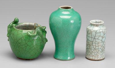 Appraisal: Three Chinese vases one cylindrical with guan -type pale celadon