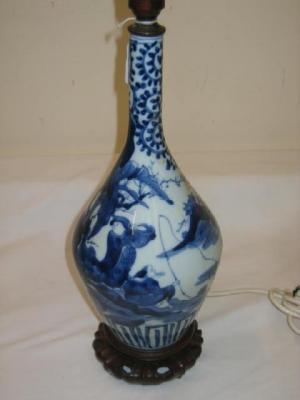 Appraisal: A PAIR OF JAPANESE ARITA PORCELAIN BOTTLE VASES blue painted