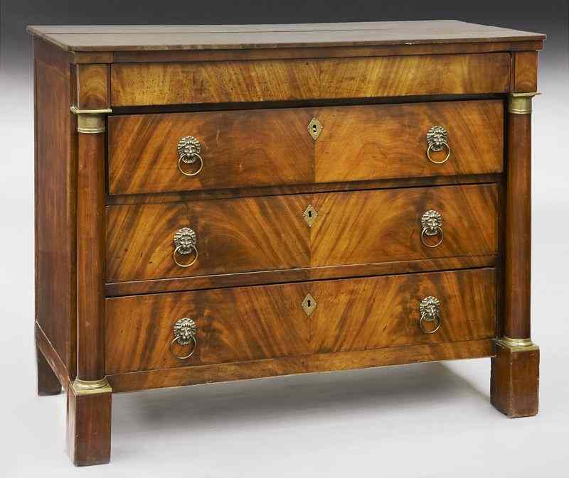 Appraisal: French Empire style mahogany commodewith four drawers the three bottom