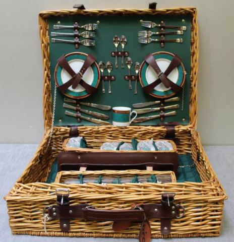 Appraisal: Fitted Wicker Picnic Basket or Picnic Hamper Service for From