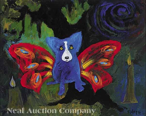 Appraisal: George Rodrigue American Louisiana b Night Light Flight Blue Dog