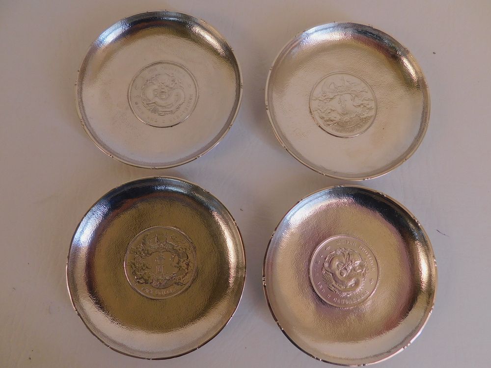 Appraisal: SET CHINESE SILVER COIN TRAYS Set of old Chinese Empire