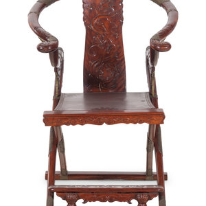 Appraisal: A Chinese Possibly Huanghuali Wood Folding Armchair Jiaoyi th Century