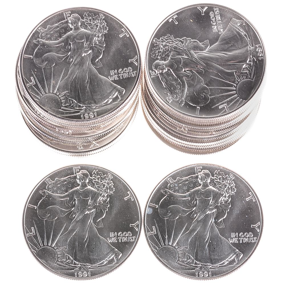 Appraisal: One Roll BU Silver American Eagles In original mint tube