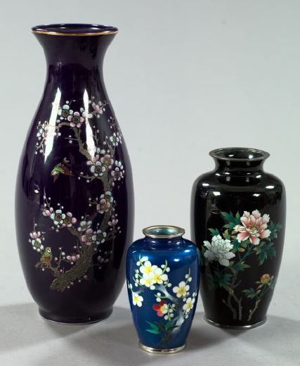 Appraisal: Group of Three Oriental Floral Vases consisting of a Japanese