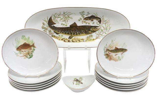 Appraisal: lot of French porcelain fish service late th c including