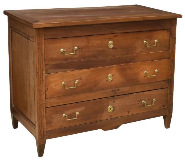 Appraisal: French Louis XVI walnut commode th c rectangular top over