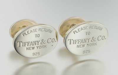 Appraisal: A Pair of Tiffany Co Silver Please Return Cufflinks Sterling